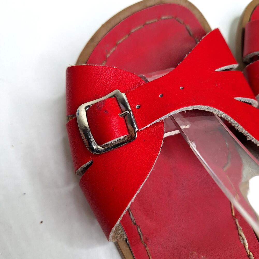 Salt Water Classic Leather Sandals Girls 1 Red Open Toe Ankle Strap Girls - Picture 6 of 8